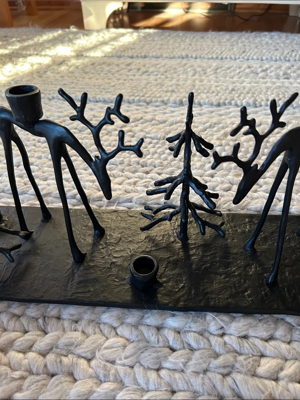 Pottery Barn Sculpted Reindeer Centerpiece Candle Holder – Black Metal